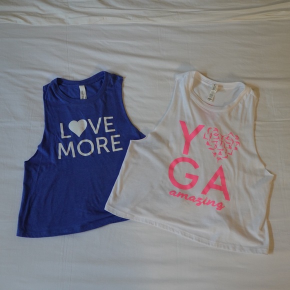 Bundle two Bella Canvas Tank Tops - Blue and White, yoga - Picture 1 of 5
